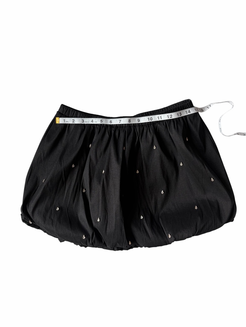 Gianni Bini Nadia Rhinestone Embellished Taffeta Bubble Mini Skirt Black M - Picture 6 of 7